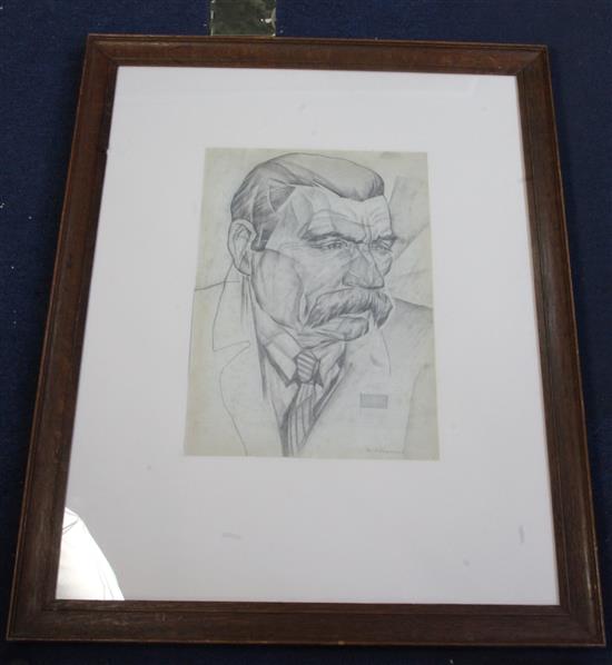 Attributed to Yuri Annenkov (1890-1974) Portrait of Maxim Gorky 16.25 x 11.5in.